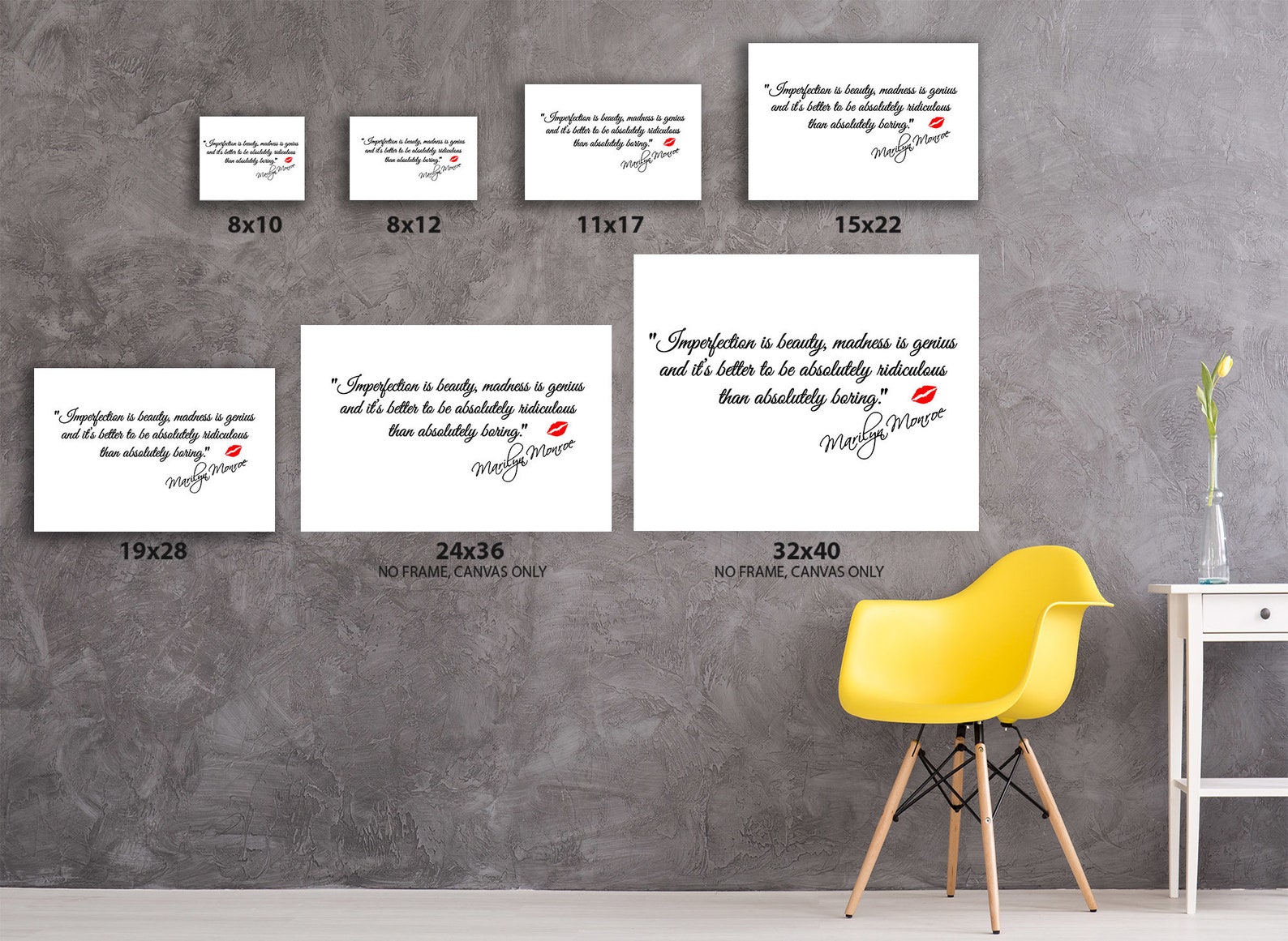 Marilyn Monroe Quote Decor. Monroe Framed Canvas Art. Original | Etsy