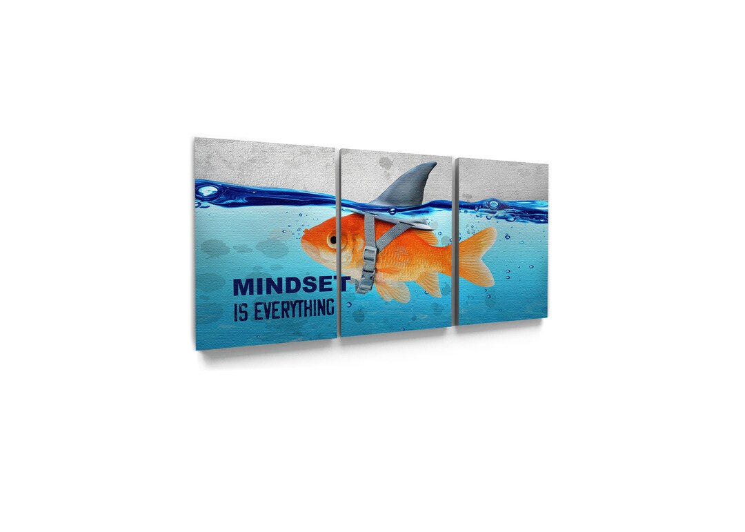 Motivational Canvas Wall Art Set of 3 Mindset is Everything Home Office ...