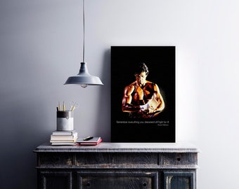 Boxer Rocky Balboa Poster Wall Art, Motivational Inspirational Film Star Rocky Quote Picture Art, Sylvester Stallone Success Movie Wall Art