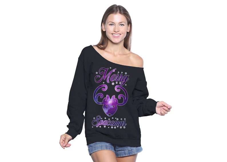 Ugly Xmas Sweater Party. Off Shoulder Happy Holidays Bitches Sweatshirt Plus Size Christmas Sweater for Women