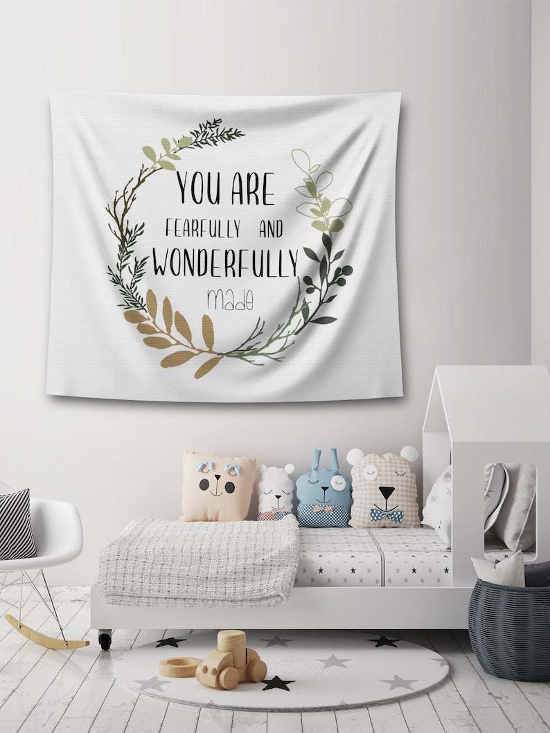 Nursery Tapestry Wall Hanging Bible Verses Home Decor Kids Etsy