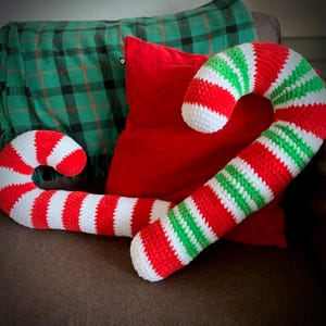 Re-Release XL Candy Cane Pillow Cuddly Christmas Crochet Pattern PDF download Advanced-Beginner Friendly