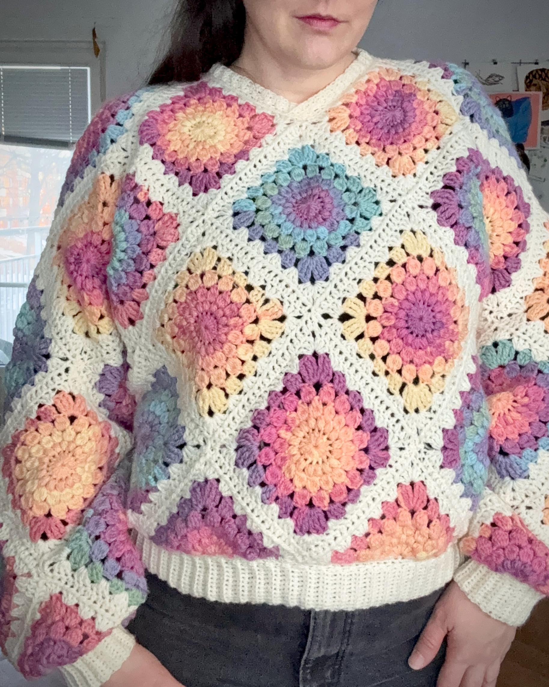 38 Sunburst Crochet Patterns for Blankets, Bags, Tops, and Home Decor 5 Crochet Granny Square Sweater Pattern: Zinnia Sunburst