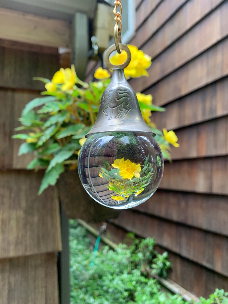Unicorn Brass Bell Garden Globe Crystal Ball Garden Art Etsy
