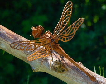 Libelle 3D Edelrost Garten Deko Rost Deko Rost Optik Dragonfly Frühling Sommer Deko