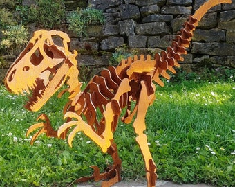 Dinosaurio 3D Decoración de jardín oxidada Decoración de óxido Aspecto de óxido Dino T Rex Raptor