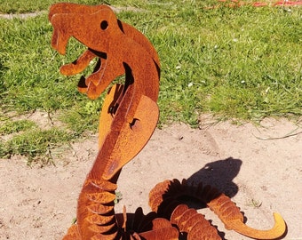Cobra, serpiente, pátina 3D decoración de jardín decoración de óxido aspecto óxido serpiente
