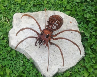 Decoración de jardín con aspecto de araña oxidada en 3D, decoración de jardín de primavera con aspecto oxidado, Halloween