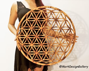 Flor de la Vida Arte de pared geométrico Decoración de pared Tatuaje de pared Decoración del árbol de la vida Madera XXL