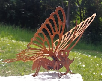 Decoración de jardín con mariposas en 3D, aspecto óxido, decoración de jardín con mariposas de primavera