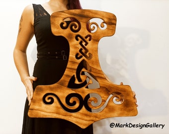 Mjölnir Martillo de Thor Decoración de pared de madera Wallart Decoración de madera