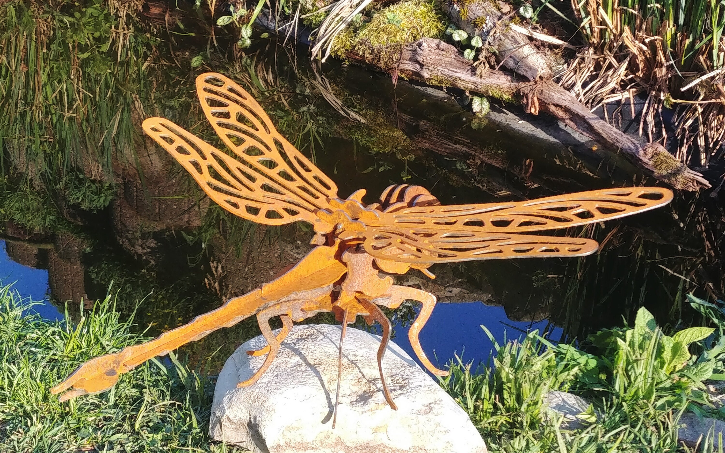 Libelle 3D Edelrost Garten Deko Rost Deko Rost Optik Dragonfly Frühling