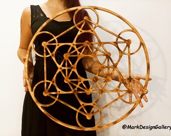 Cubo de Metatrón Arte de pared Decoración de pared de madera Arte Decoración de pared Geométrica