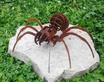 Decoración de jardín con araña oxidada en 3D, aspecto oxidado, decoración de primavera, jardín, Halloween