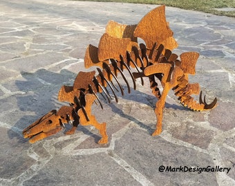 Estegosaurio Pátina Jardín Decoración Óxido Aspecto Dino Dinosaurio Jurásico