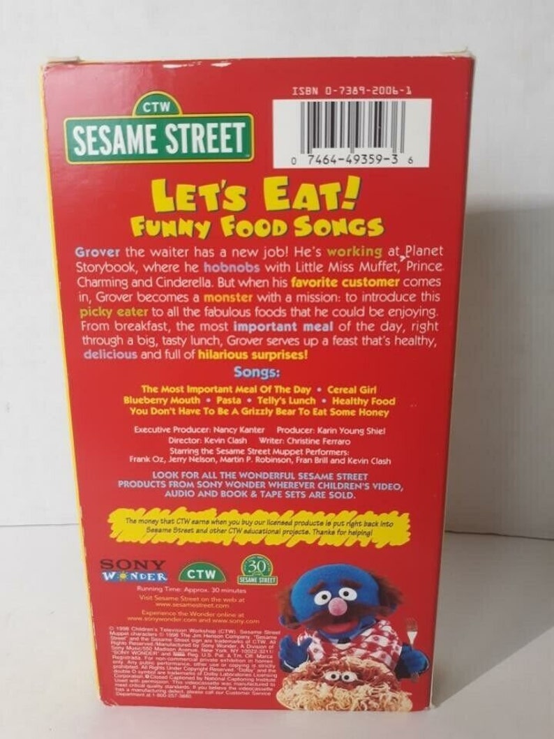 Sesame Street Lets Eat Funny Food Songs VHS 1998 Rare Educational Video