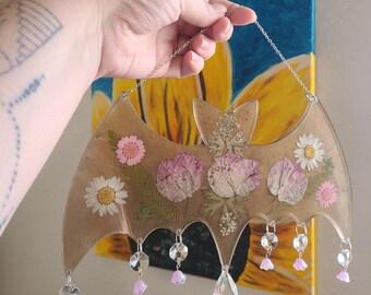 Resin Flower Bat Suncatcher