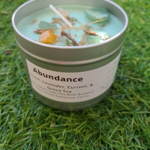 Abundance Intention Candle- Herb Candle, Spell Candle, Chime Candles, Crystal Candle, Candle Magic, Offering Candles, Ritual Candles