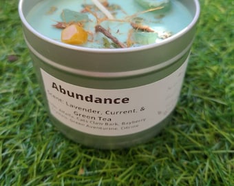 Abundance Intention Candle- Herb Candle, Spell Candle, Chime Candles, Crystal Candle, Candle Magic, Offering Candles, Ritual Candles