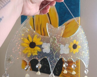Resin Flower Bat Suncatcher