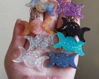 Triple Goddess Moon Keychain
