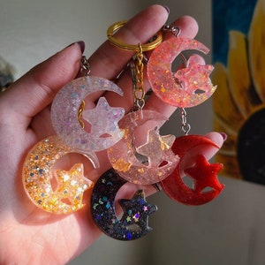 Moon and Star Keychain