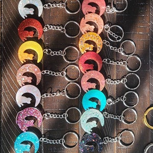 Cat Moon Resin Keychain #2