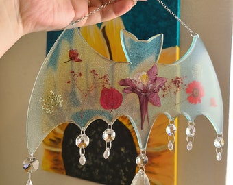 Resin Flower Bat Suncatcher