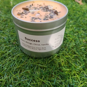 Success Intention Candle- Herb Candle, Spell Candles, Candle Magic, Crystal Candles, Chime Candles, Ritual Candles, Offering Candles