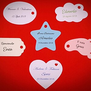 20 ETICHETTE personalizzate per BOMBONIERE fai da te. Ideali per Battesimo, Comunione, Cresima, Matrimonio