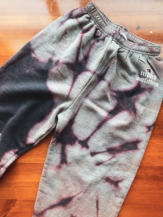 Navy Bleach Dye Champion Track Pants / Elastic Bottom Joggers  