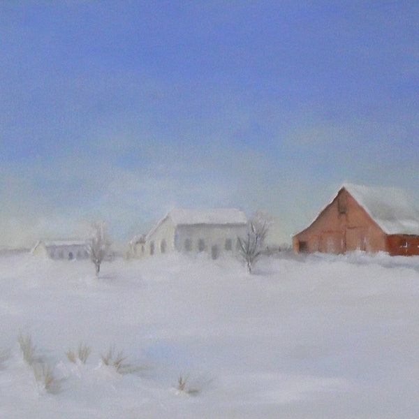 Landscape, Winter, Rural, Barn,  Oil on Canvas, 11 x 14 inches, Not For Sale