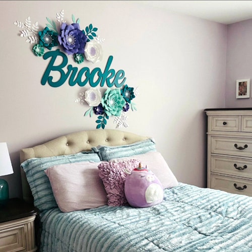 Paper Flowers in Pink Purple and Teal for Nursery Wall Decor Etsy
