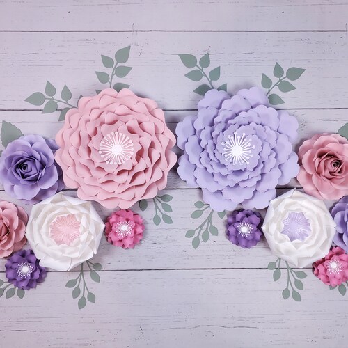 Paper Flowers in Pink Purple and Teal for Nursery Wall Decor Etsy