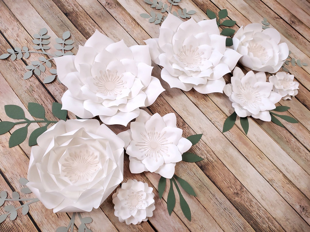 White Paper Flowers Wall Decor for Nursery and Home Wall Etsy