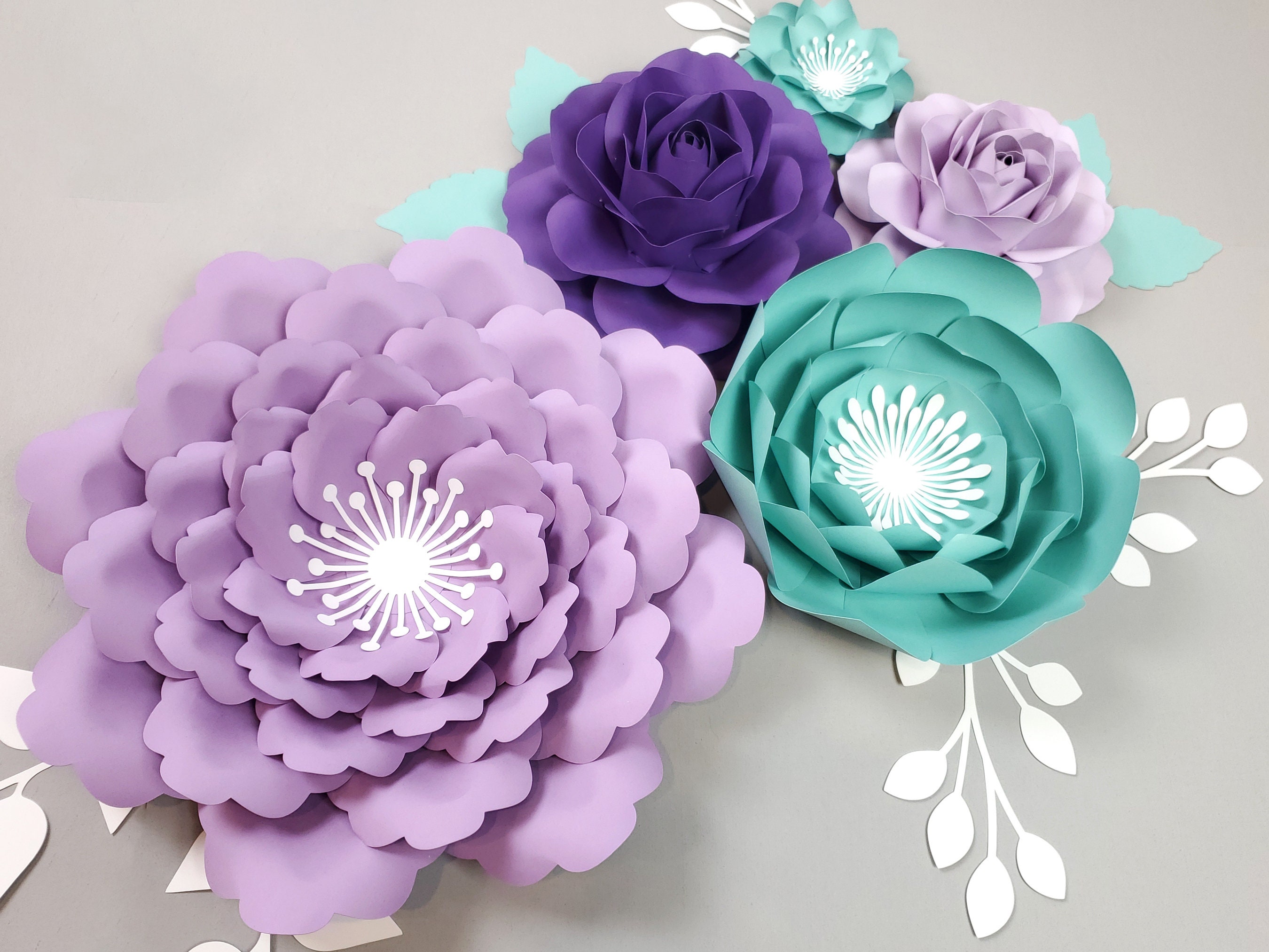 Purple and Teal Paper Flowers Wall Decor Nursery Wall Decor Etsy