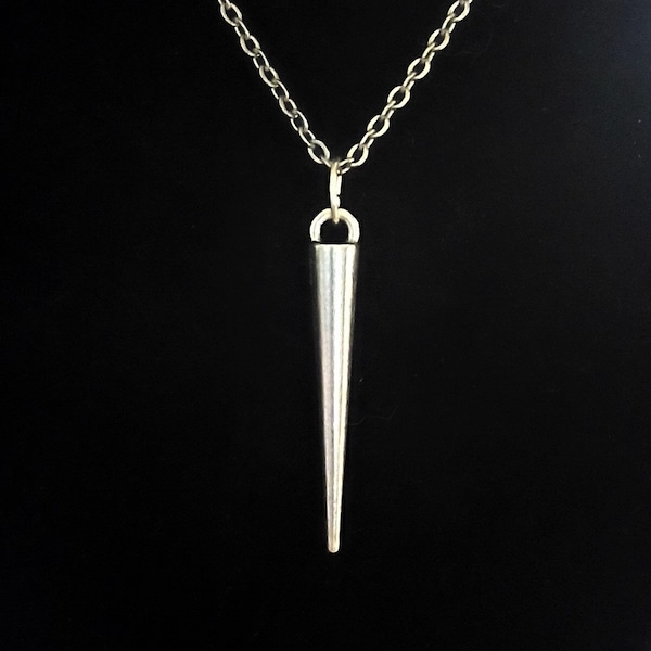 Spike Necklace / Simple Silver Spike Pendant on Stainless Steel Chain