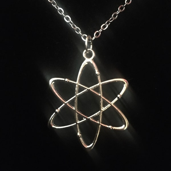 Atom Necklace Silver Atom Pendant Necklace Science Physics Jewelry