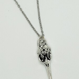 Gothic Bird Skull Necklace - Silver Crow Raven Skull Pendant, Wicca Witch Jewelry For Halloween & Alternative Fashion