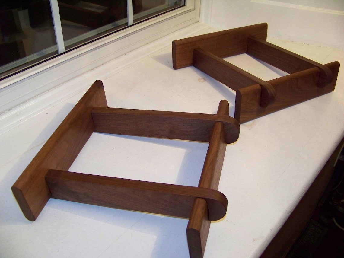 Large Advent Speaker Stands Made of Solid Walnut free Etsy
