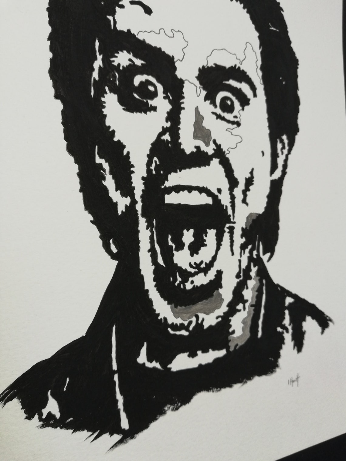 Jim Carrey Original Artwork Painting Black Acrylic on Paper Etsy