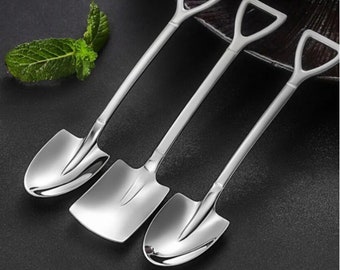 Shovel Spoon 3PCS 410 Stainless Steel Coffee Spoon Retro