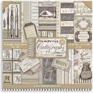 Eingestellter Stamperia Kalligraphie-Doppelseitiger Papierblock 12 "X12" 10 / Pkg-, 10 Designs / 1 Stück je