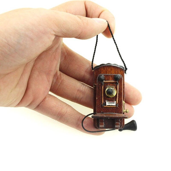 Miniature Antique Wall Mount Phone 1:12 Dollhouse Miniature Décor