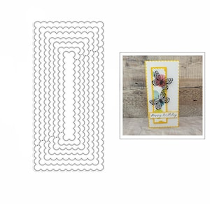 Matrices de découpe en métal emboîtables rectangulaires festonnés, 7 pièces. MD739
