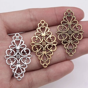 Metal Filigree Diamond Pack - Gold, Silver or Bronze 4pc