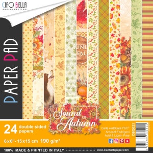 DISCONTINUED***Ciao Bella Double-Sided Paper Pack 90lb 6"X6" 24/Pkg-Sound of Autumn, 12 Designs/2 Each