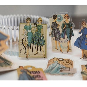 Vintage duidelijk fashion stickerpakket. Elke verpakking bevat 30 stuks. 6 STIJLEN