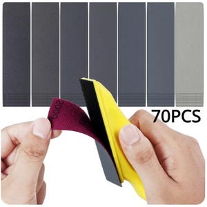 Small Sanding Block with 70Pcs Sandpapers Auto Body Sander Woodworking, Furniture Restoration, Home Arts and Crafts