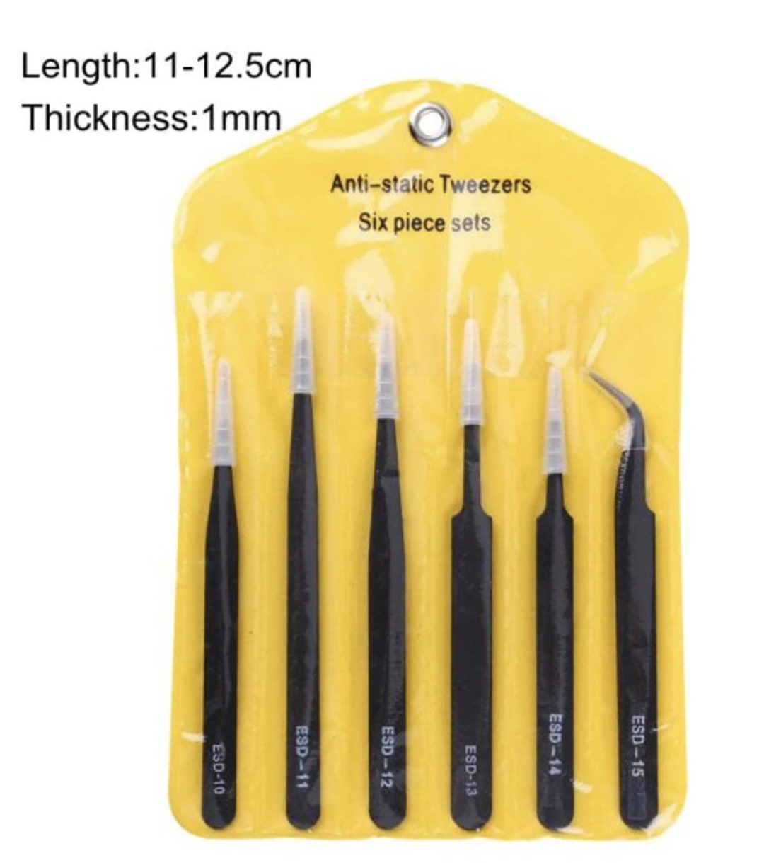 4pc Hobby Tweezer Set in Pouch, Length: 4-5/8 & 4-1-4, Stainless Steel 